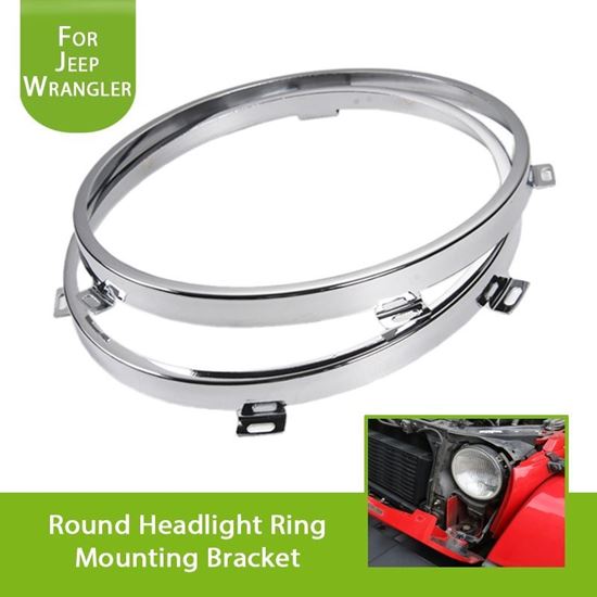 Picture of 7" Inch Black Chrome Round Headlight Base Ring Mounting Bracket for Jeep Wrangler Projector Headlight Mount