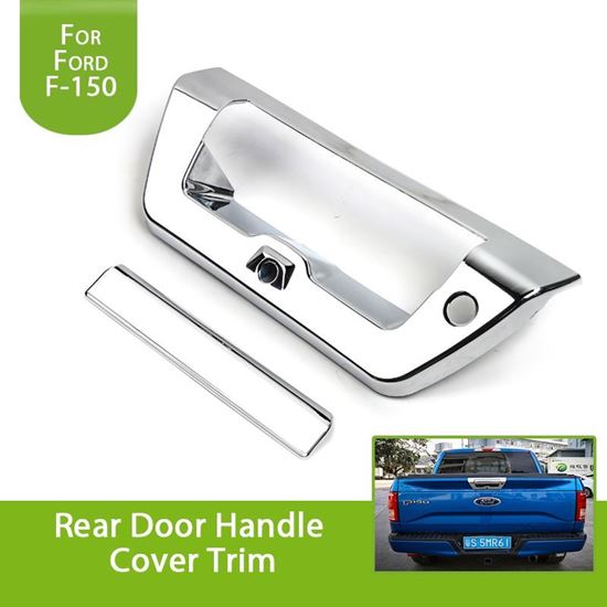 Picture of for Ford F150 2015 2016 2017 Chrome ABS Car Rear Trunk Door Handle Grab Cup Bowl Cover Trim Sticker