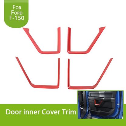 Picture of for Ford F150 2015 2016 2017 Interior Door Panel Strips Frame Cover Trim Sticker Red Silver (Pack of 4)