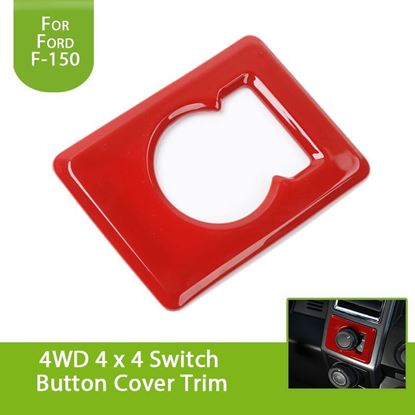 Picture of for Ford F150 2015 2016 2017 Car Interior 4x4 4WD System Adjust Switch Button Cover Trim Chrome Red Silver